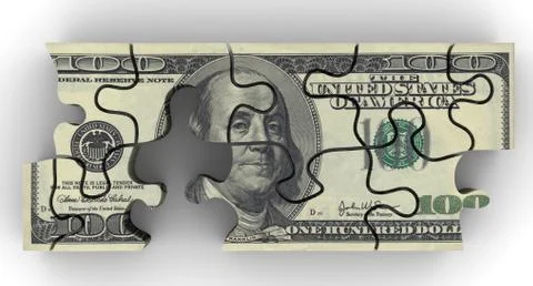 Pack of US banknotes in the form of a puzzle Stock-Illustration