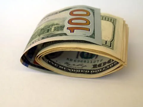 Pack of US dollars folded in half Stock Photos