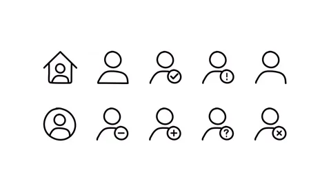 Pack of user icon, profile, avatar, character, account, person, contact Stock Footage 303940099