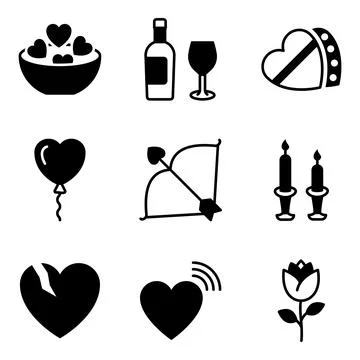 Pack of Valentine Celebration Solid Icons イラスト素材
