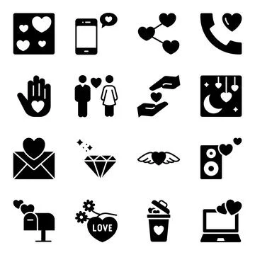 Pack of Valentine Day Solid Icons Illustrazione stock