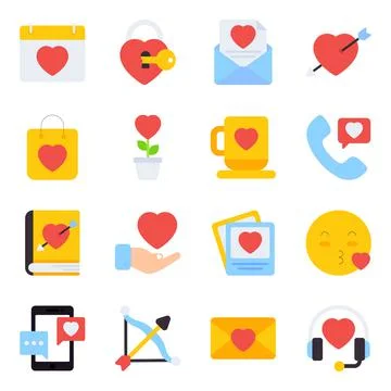 Pack of Valentine Flat Icons Illustrazione stock