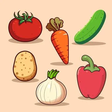 Pack of vegetable illustrations Stock Illustration