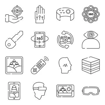 Pack of Virtual Reality and Media Linear Icons Illustrazione stock