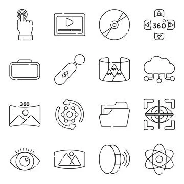 Pack of Virtual Reality Linear Icons Illustrazione stock