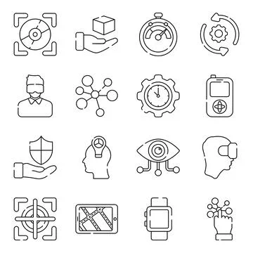 Pack of Vr Technology Linear Icons Stock Illustration