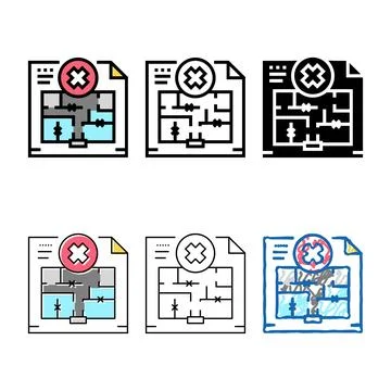 Pack wall dismantling plan interior design color icon vector 스톡 일러스트