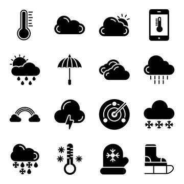 Pack of Weather Solid Icons Stock-Illustration