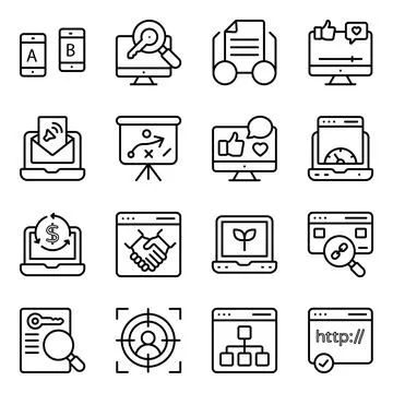 Pack of Web and Networking Linear Icons Illustrazione stock