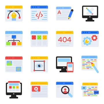 Pack of Web Design Flat Icons Stock Illustration