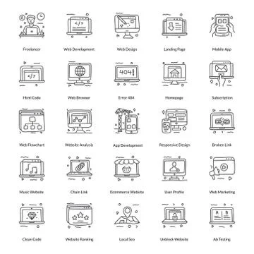 Pack Of Web Line Icons イラスト素材