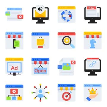 Pack of Web Shopping Flat Icons Stock Illustration
