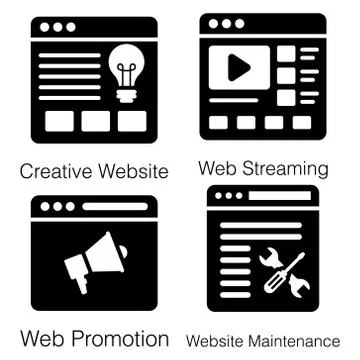 Pack Of Web Solid Icons Stock Illustration