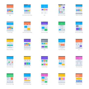 Pack Of Webpage Flat Icons Stock Illustration