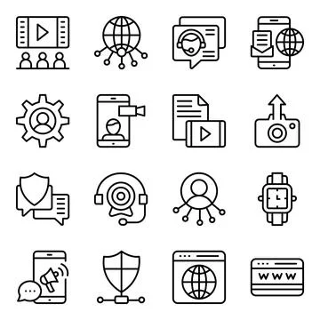 Pack of Website and Communication Linear Icons Stock Illustration