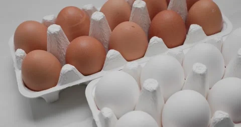 Pack of white and brown chicken egg Stock Footage 131045047