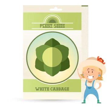 Pack of White Cabbage seeds Illustrazione stock