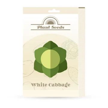 Pack of White Cabbage seeds Stock Illustration
