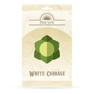 Pack of White Cabbage seeds Stock Illustration