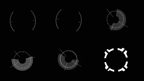 Pack of white circles animation for HUD interface elements design Stock Footage 141714016