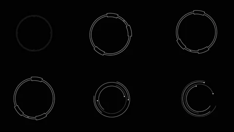 Pack of white circles animation for HUD interface elements design Stock Footage 141779529