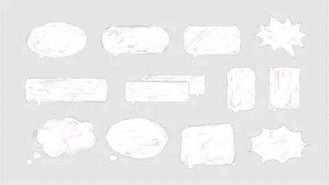 Pack of wiggle speech bubbles with brush texture style, comic chats Stock Footage 274350426