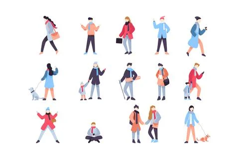 Pack of winter people illustrations 스톡 일러스트