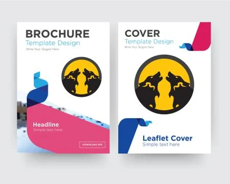 Pack wolf brochure flyer design template 무료 스톡 일러스트