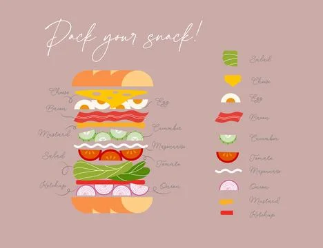 Pack your snack sandwich beige Stock Illustration