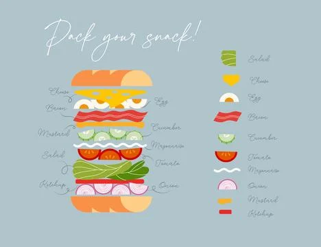 Pack your snack sandwich light blue Stock Illustration