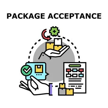 Package acceptance and delivery logistics process Stock Illustration