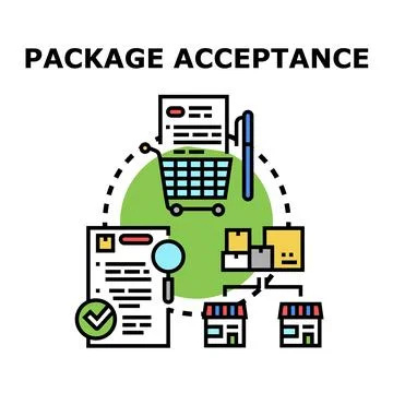 Package acceptance and delivery process logistics management Ilustração Stock
