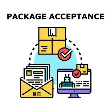 Package acceptance process and automated delivery concept 스톡 일러스트
