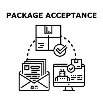 Package acceptance process and automated delivery concept Stock Illustration