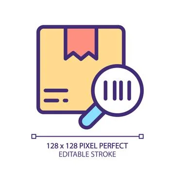 Package barcode tracking pixel perfect RGB color icon Stock Illustration