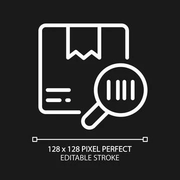Package barcode tracking pixel perfect white linear icon for dark theme 스톡 일러스트