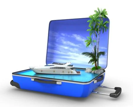 Package beach vacation concept yaht Stock Illustration