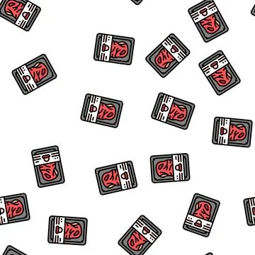 Package with beef meat vector seamless pattern Stock Illustration