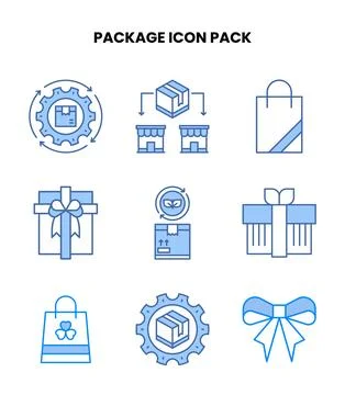 Package Blue Bundle Icons Pack Illustrazione stock