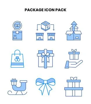 Package Blue Design Icons Pack Stock Illustration