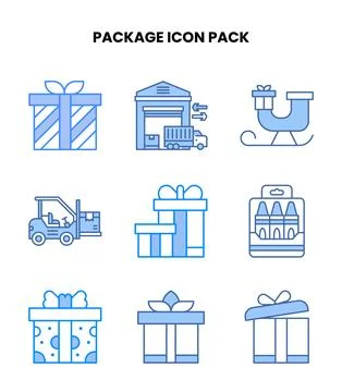 Package Blue Vector Icons Pack Ilustração Stock