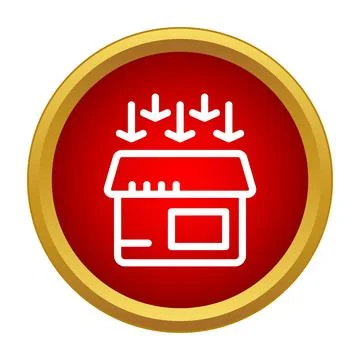Package box with arrows downloading into a red circle Stock Illustration