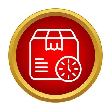Package box delivery time red icon Stock Illustration