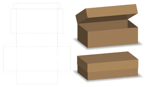 Package box die cut with 3d mock up Stock Illustration