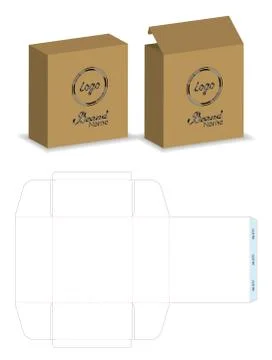 Package box die cut with 3d mock up Stock Illustration
