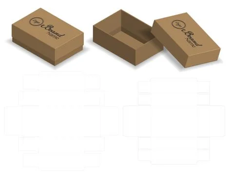 Package box die cut with 3d mock up Stock Illustration