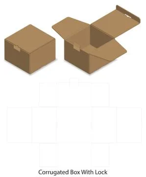 Package box die cut with 3d mock up Stock Illustration