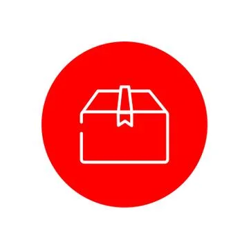 Package Box Ecommerce Outline Red Circle Icon Design Stock Illustration