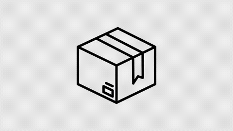 Package Box Icon Animation 4K Transparent Background Seamless Loop Black Line Stock Footage 324576483