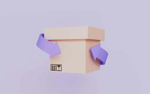 Package box icon, Cardboard box with arrows for shipping, Parcel delivery Stock Illustration